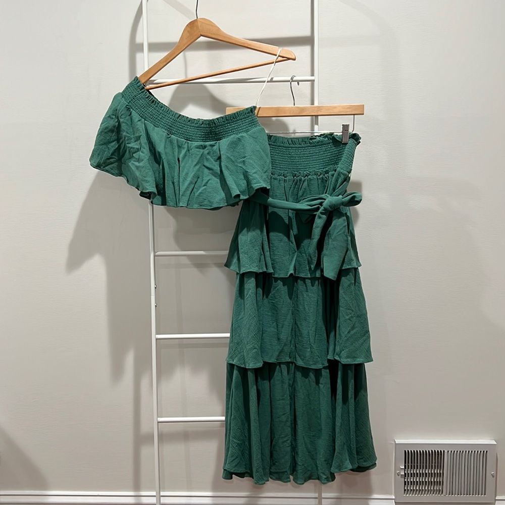 Free People ‘Go for Drama’ green set - size MD